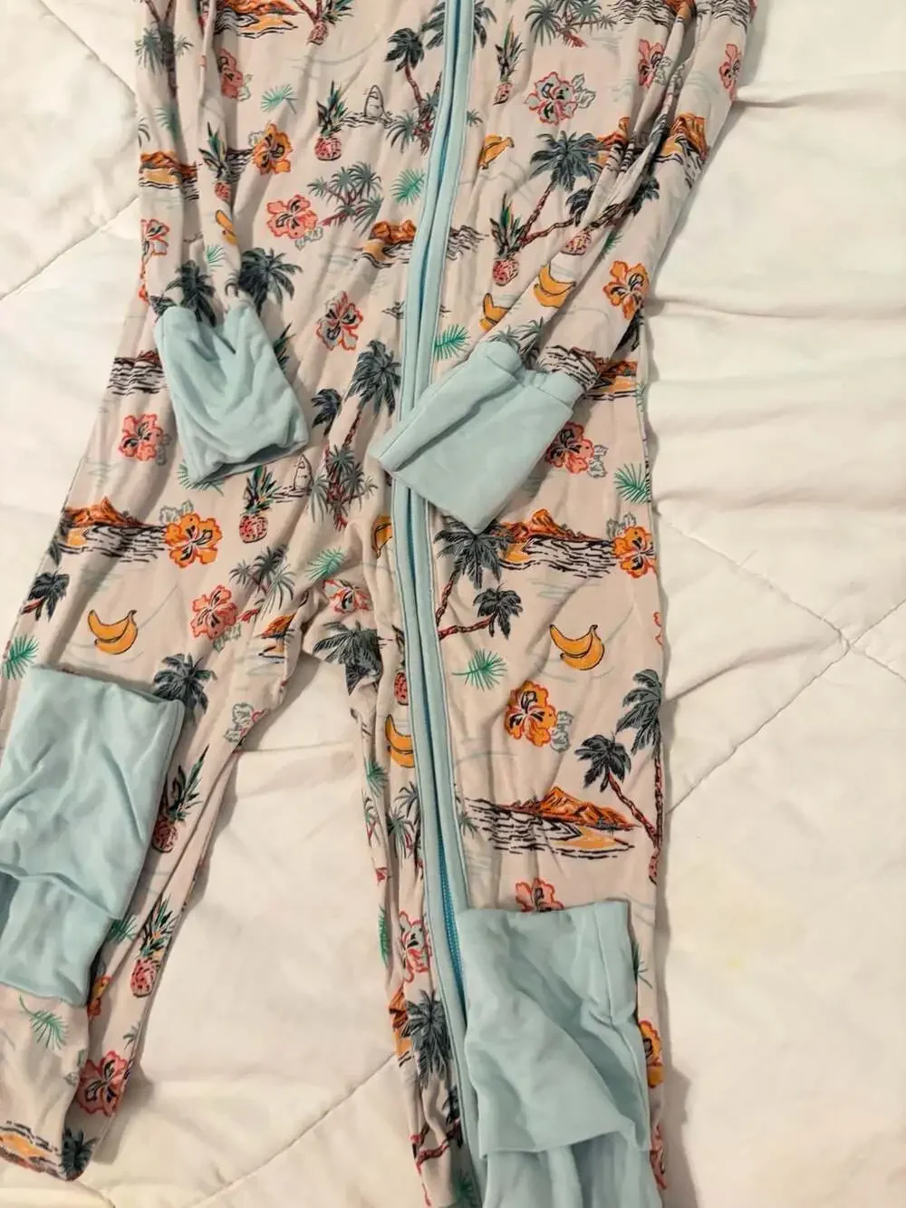 Velveteen by Bunny Knots Bamboo Zip Sleeper Pajamas Tropical Beach Print 18-24M